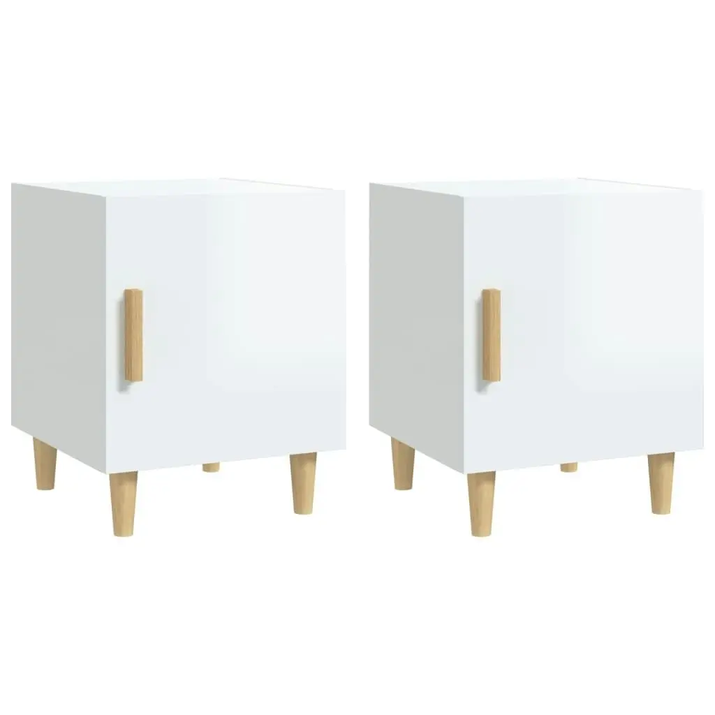 Bedside Cabinets 2 pcs High Gloss White Engineered Wood 812055