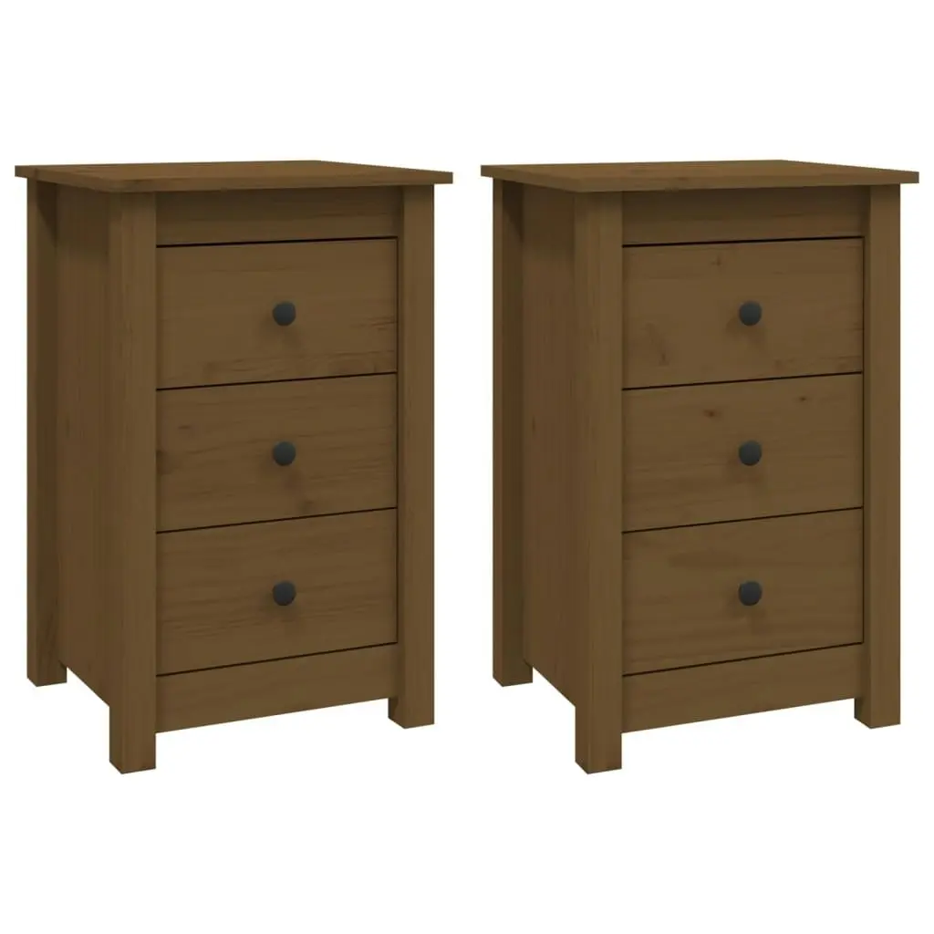 Bedside Cabinets 2 pcs Honey Brown 40x35x61.5 cm Solid Wood Pine 813706