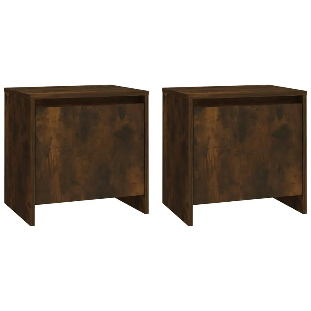 Bedside Cabinets 2 pcs Smoked Oak 45x34x44.5 cm Engineered Wood 813045