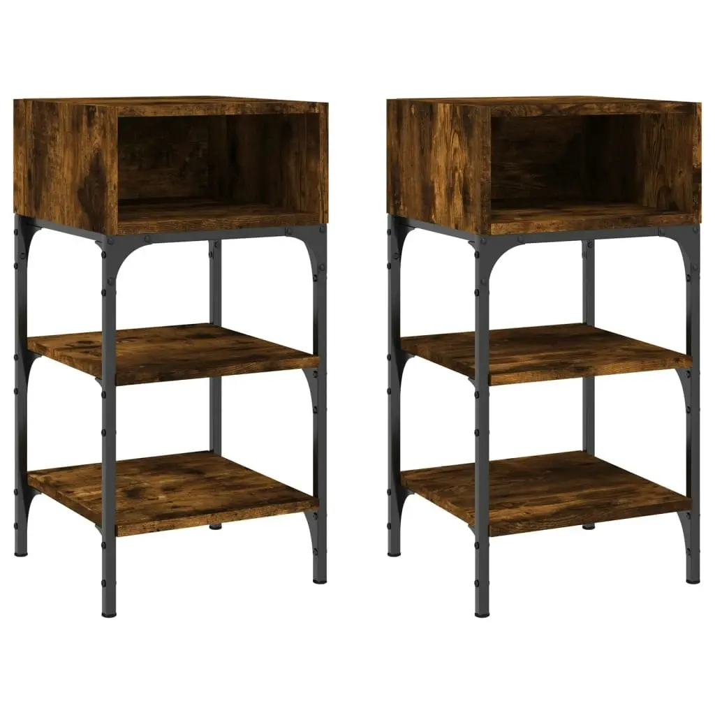 Bedside Tables 2 pcs Smoked Oak 35x34.5x70 cm Engineered Wood 825888