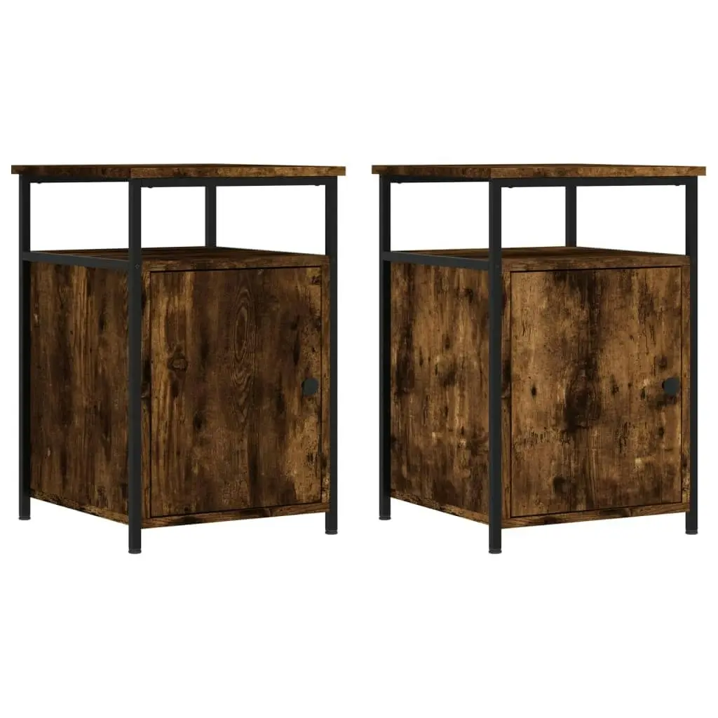 Bedside Cabinets 2 pcs Smoked Oak 40x42x60 cm Engineered Wood 826038