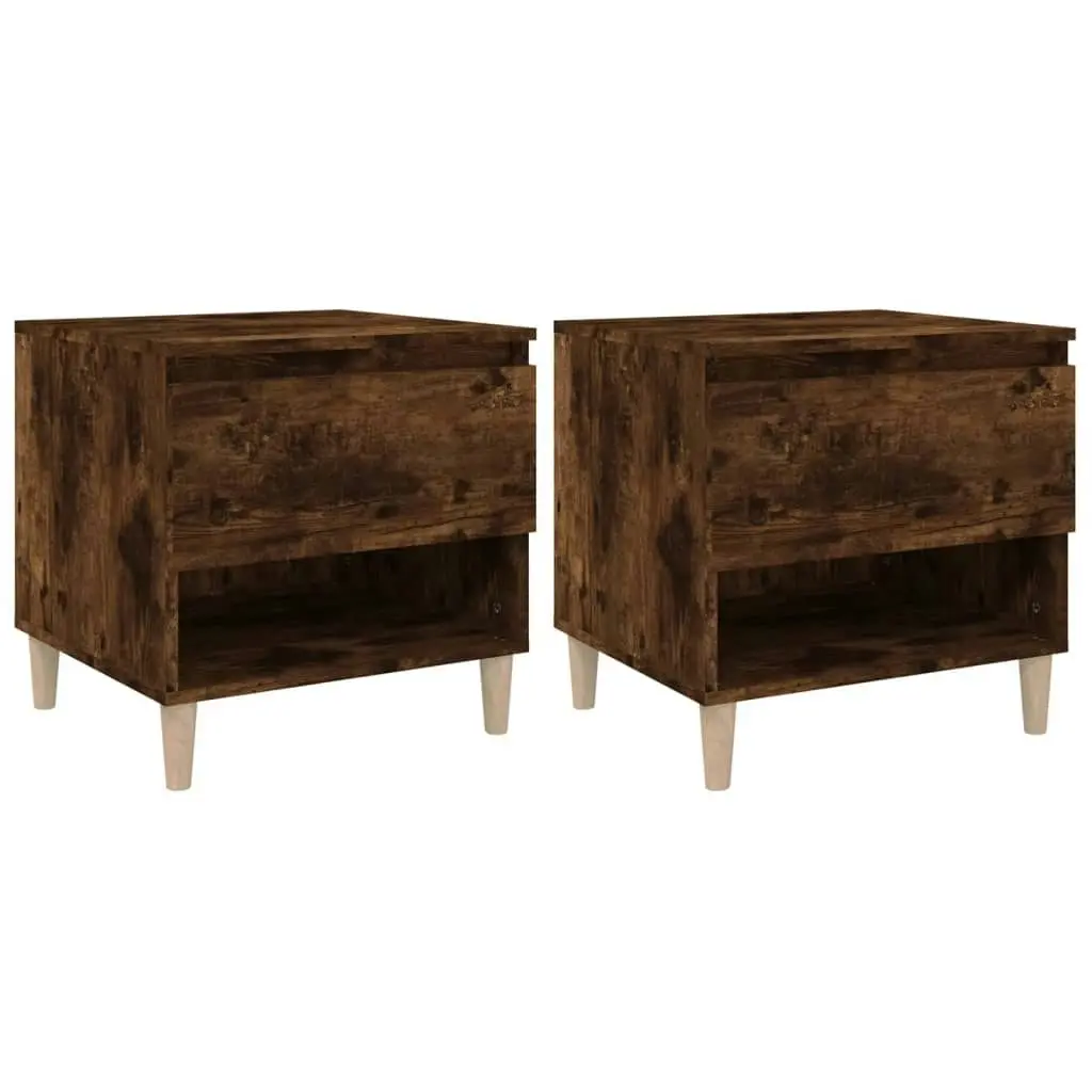 Bedside Tables 2 pcs Smoked Oak 50x46x50 cm Engineered Wood 819543