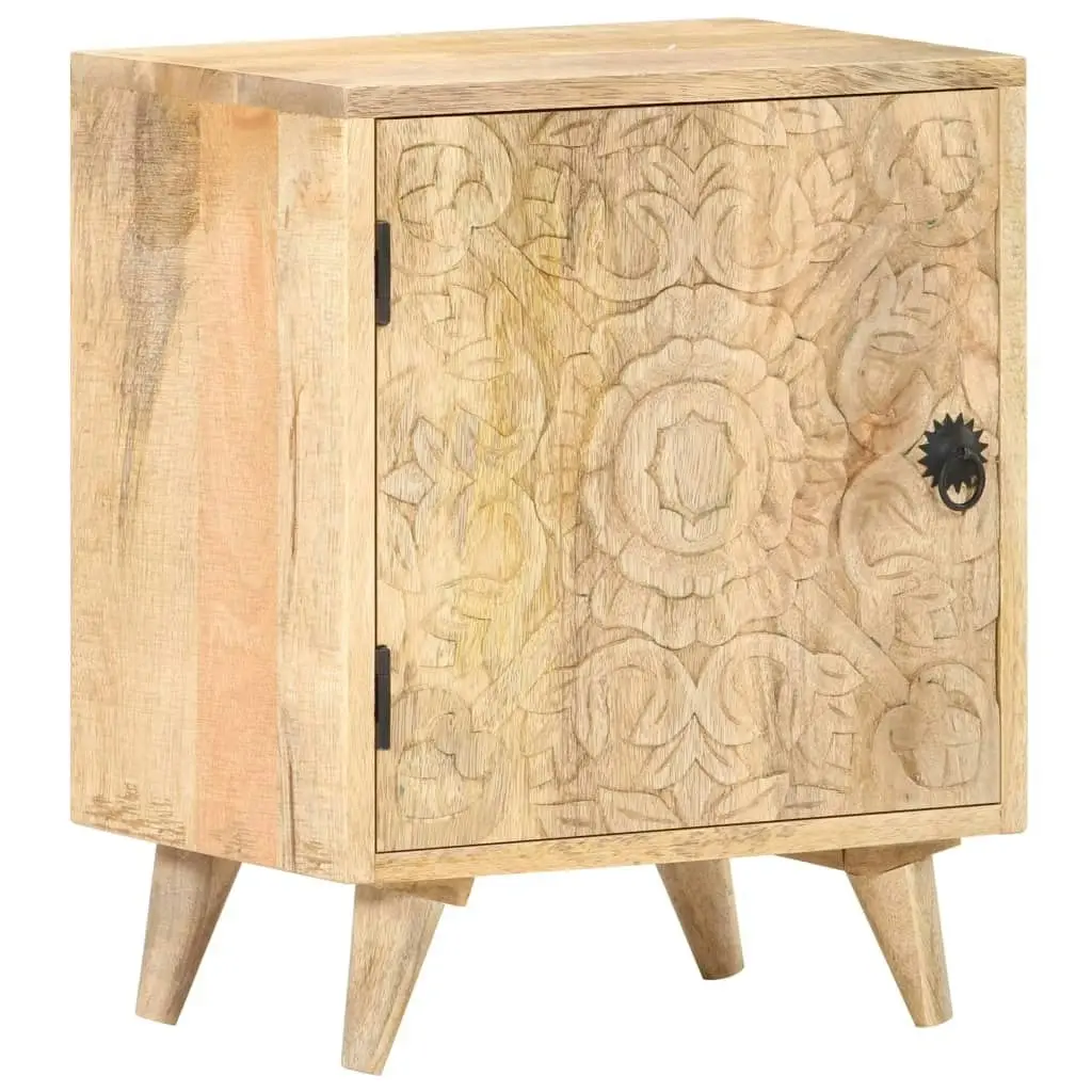 Carved Bedside Cabinet 40x30x50 cm Solid Mango Wood 320232