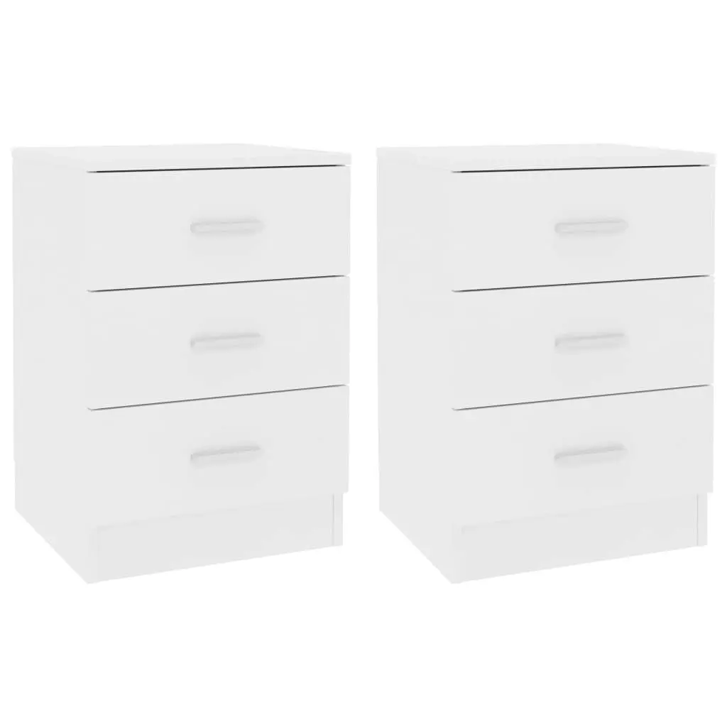 Bedside Cabinets 2 pcs White 38x35x56 cm Engineered Wood 800451