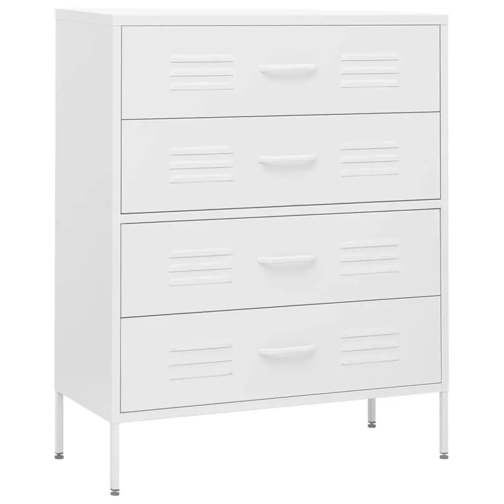 Chest of Drawers White 80x35x101.5 cm Steel 336206