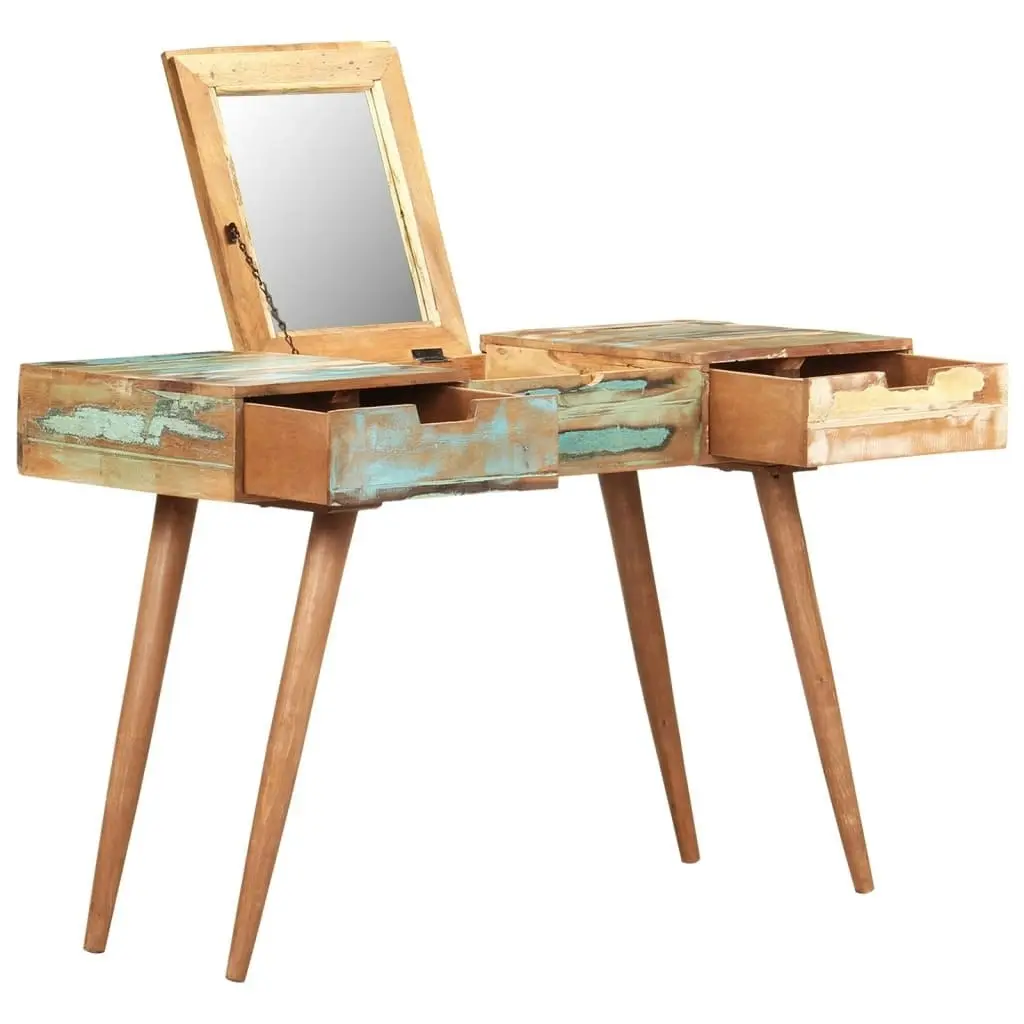 Dressing Table with Mirror 112x45x76 cm Solid Reclaimed Wood 323591