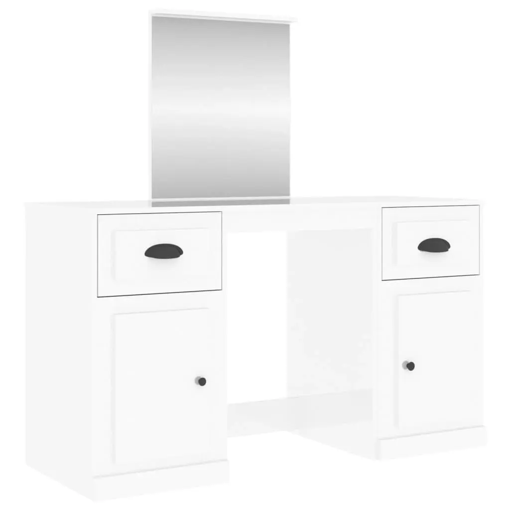 Dressing Table with Mirror High Gloss White 130x50x132.5 cm 3185337