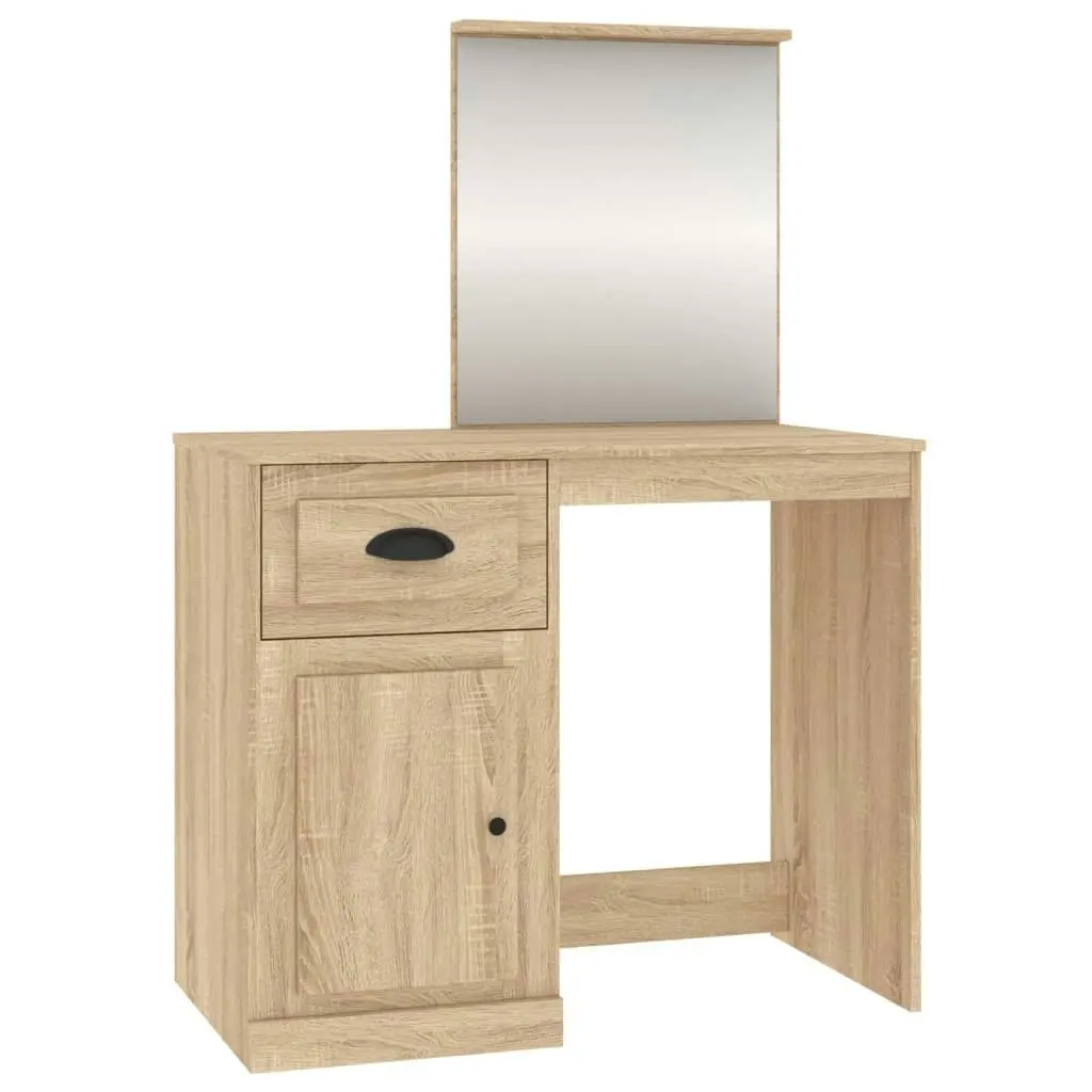 Dressing Table with Mirror Sonoma Oak 90x50x132.5 cm Engineered Wood 816763