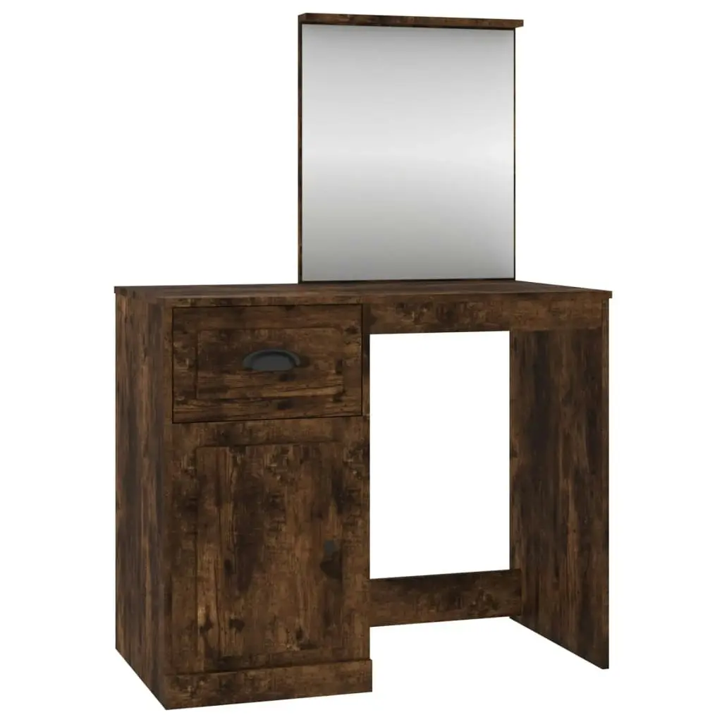 Dressing Table with Mirror Smoked Oak 90x50x132.5 cm Engineered Wood 816765