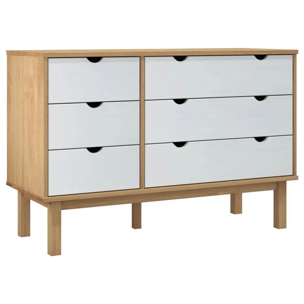 Drawer Cabinet OTTA Brown&White 111x43x73.5 cm Solid Wood Pine 348587