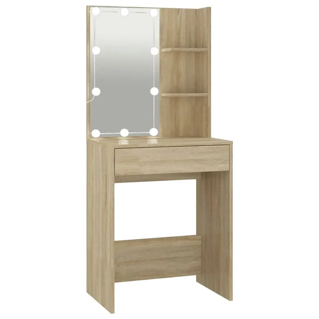 Dressing Table with LED Sonoma Oak 60x40x140 cm 808831