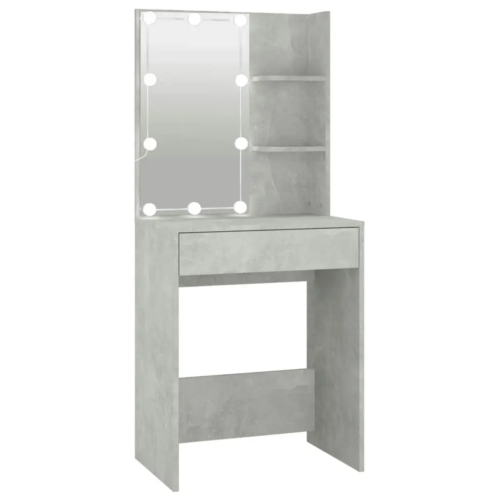 Dressing Table with LED Concrete Grey 60x40x140 cm 808832