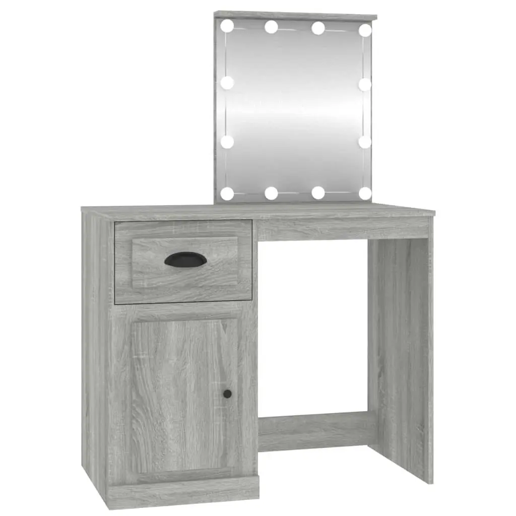 Dressing Table with LED Grey Sonoma 90x50x132.5 cm Engineered Wood 816774