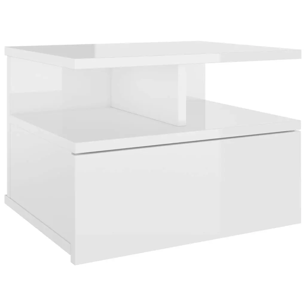 Floating Nightstand High Gloss White 40x31x27 cm Engineered Wood 800417