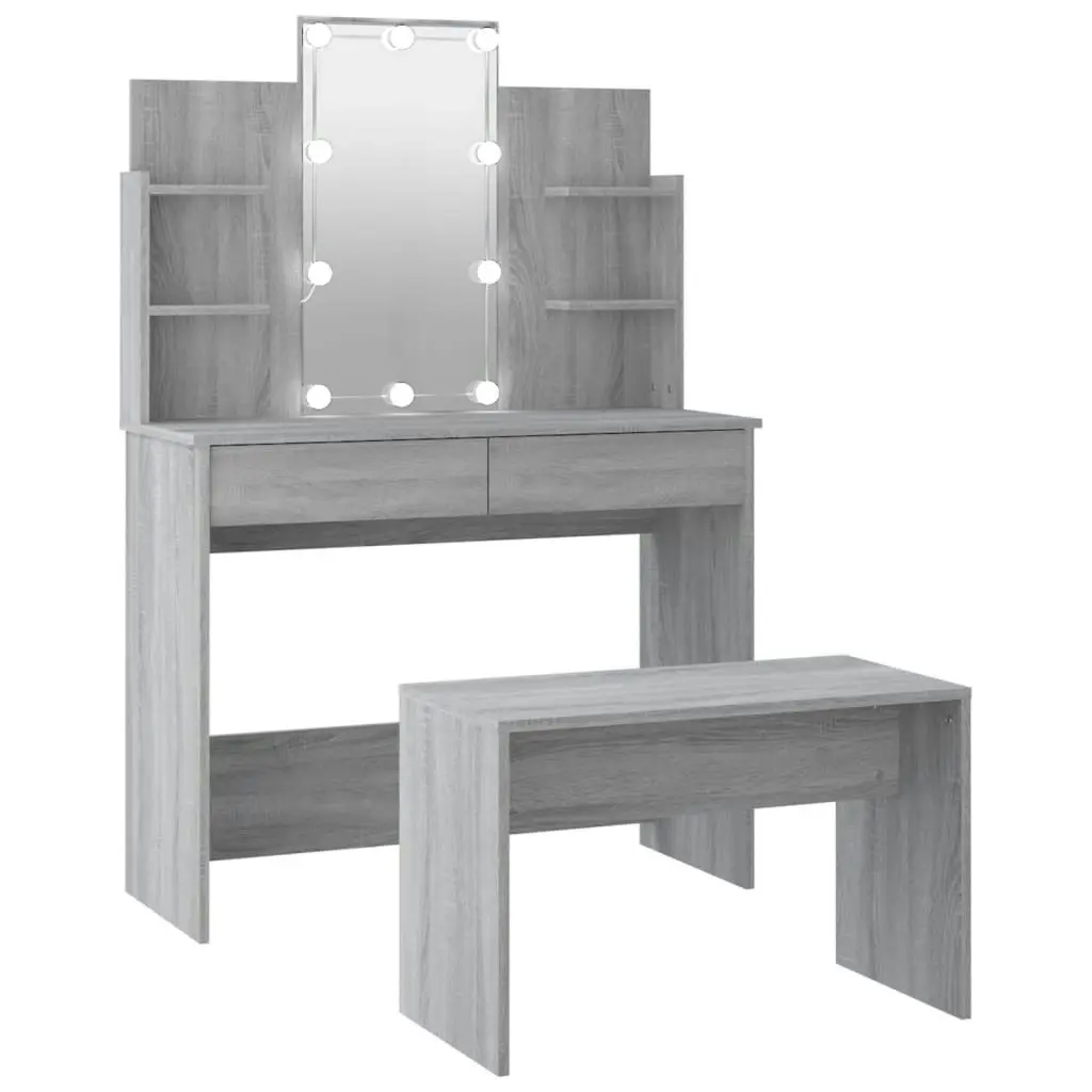 Dressing Table Set with LED Grey Sonoma Engineered Wood 3114129