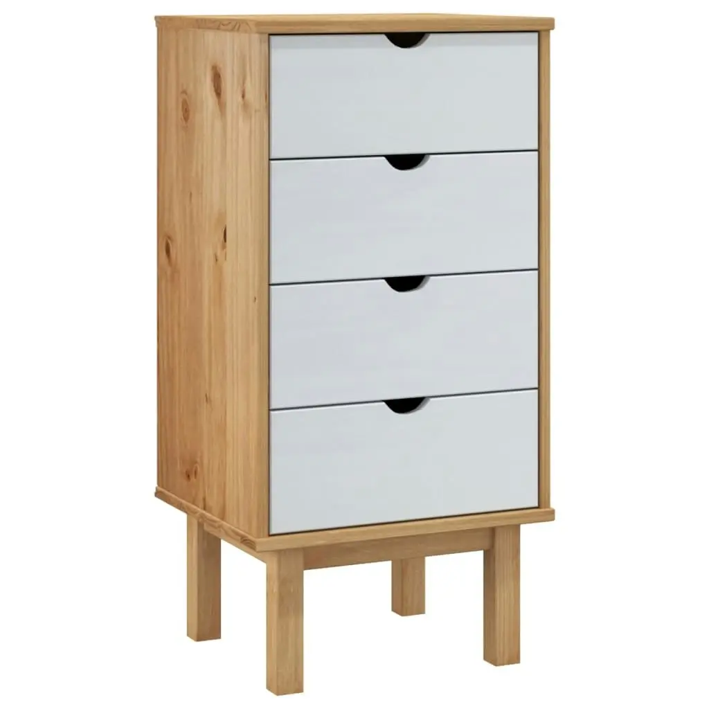 Drawer Cabinet OTTA Brown&White 45x39x90cm Solid Wood Pine 348581