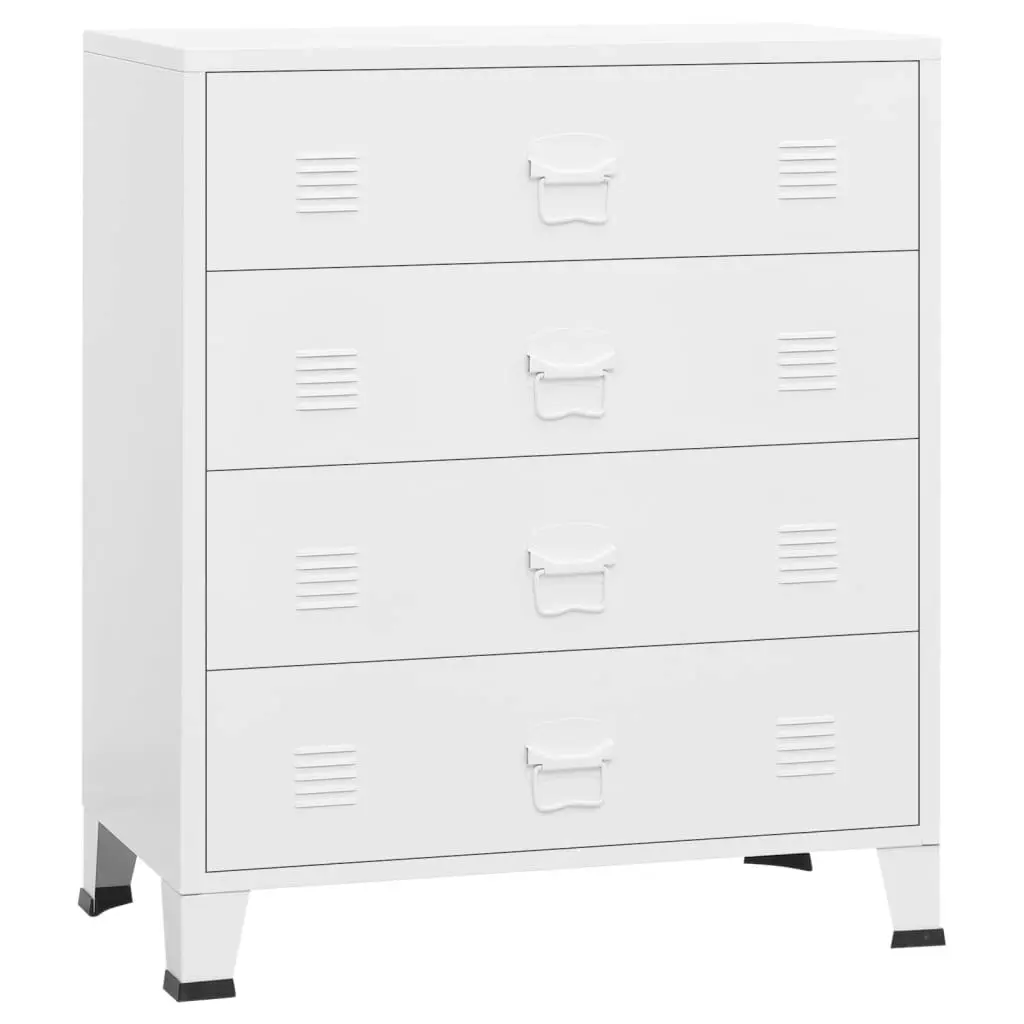 Industrial Drawer Cabinet White 78x40x93 cm Metal 339616