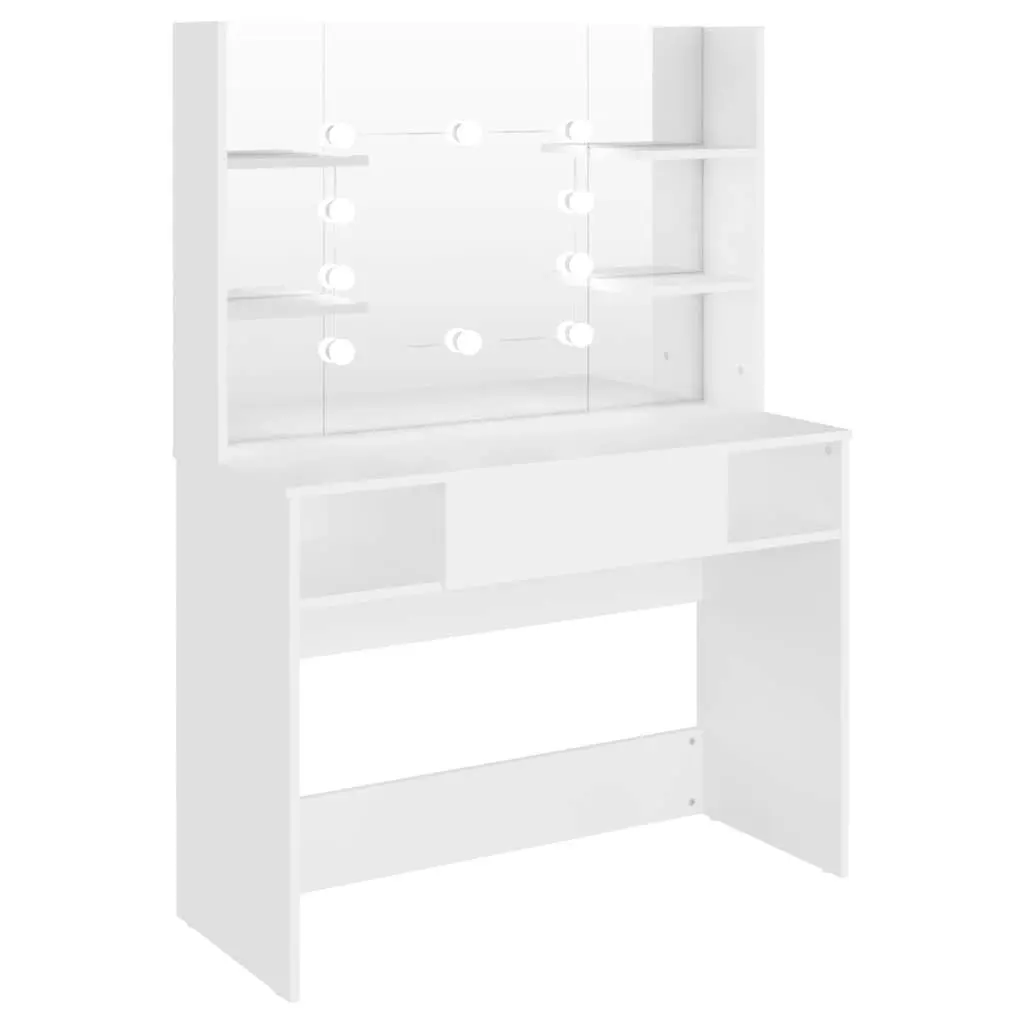 Makeup Table with LED Lights 100x40x135 cm MDF White 331538