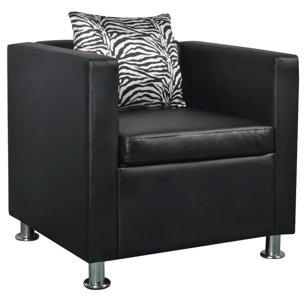 Armchair Black Faux Leather 242210