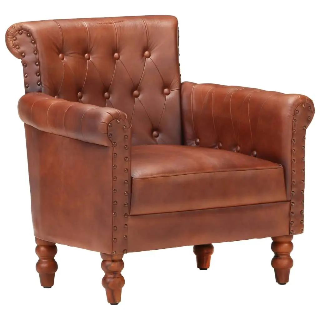 Armchair Brown Real Goat Leather 288287