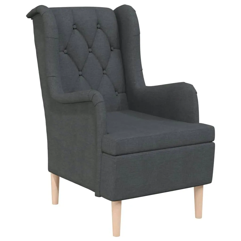 Armchair with Solid Rubber Wood Feet Dark Grey Fabric 329385