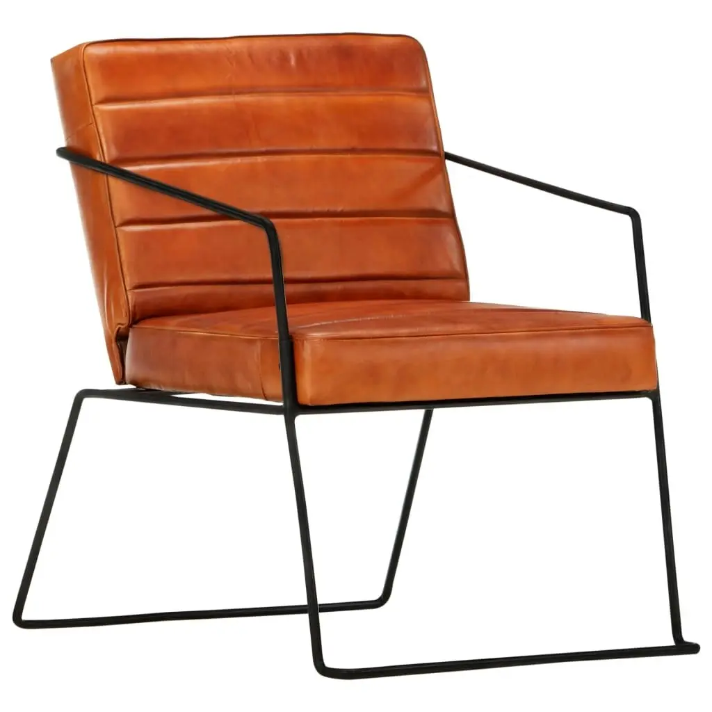 Armchair Tan Real Leather 284411