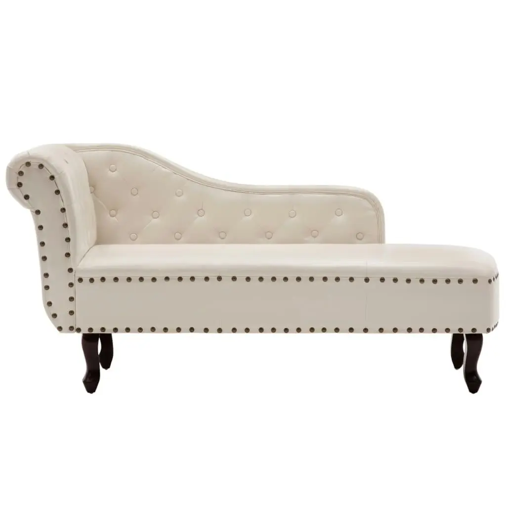 Chaise Longue Cream White Faux Leather 60783