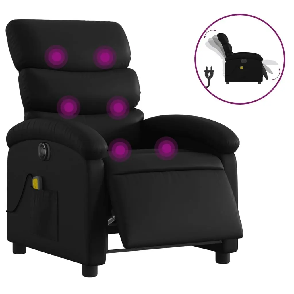 Electric Massage Recliner Chair Black Faux Leather 3205377