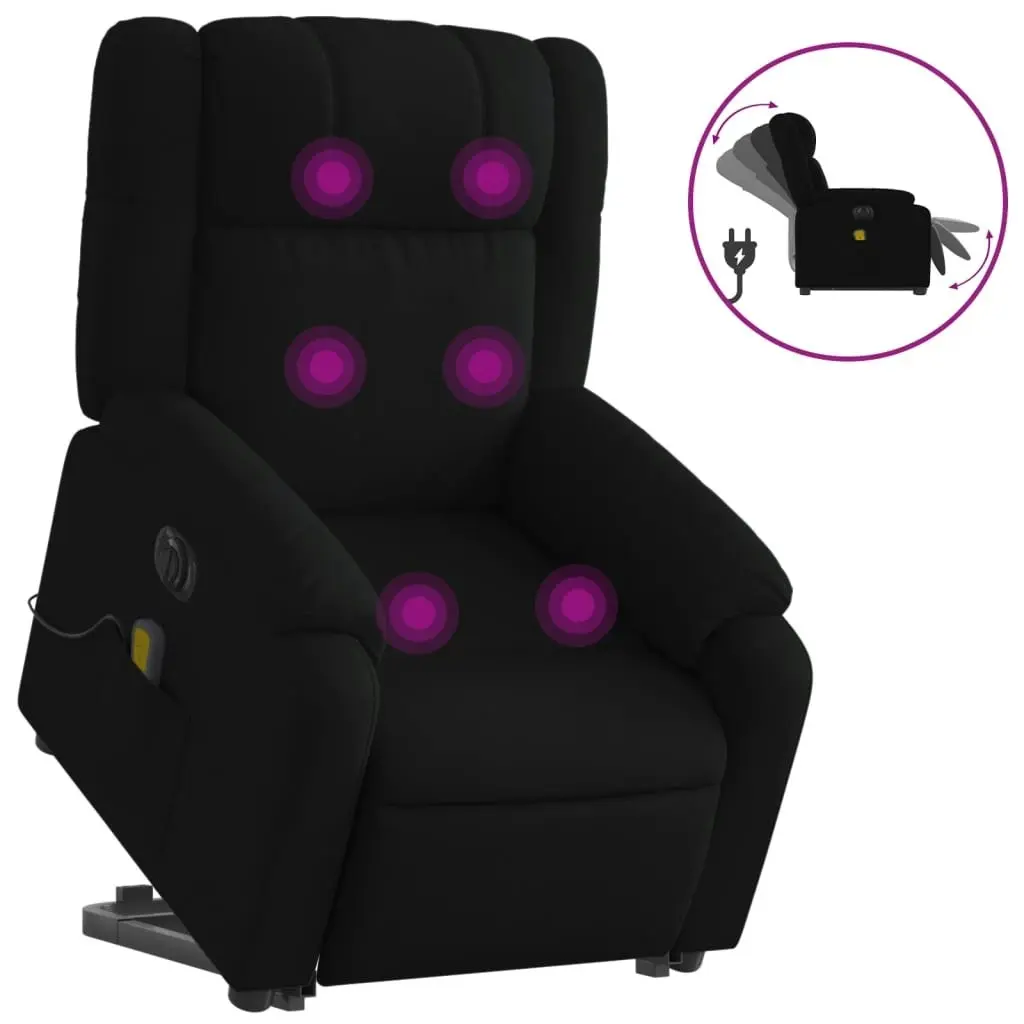 Electric Stand up Massage Recliner Chair Black Fabric 3205763