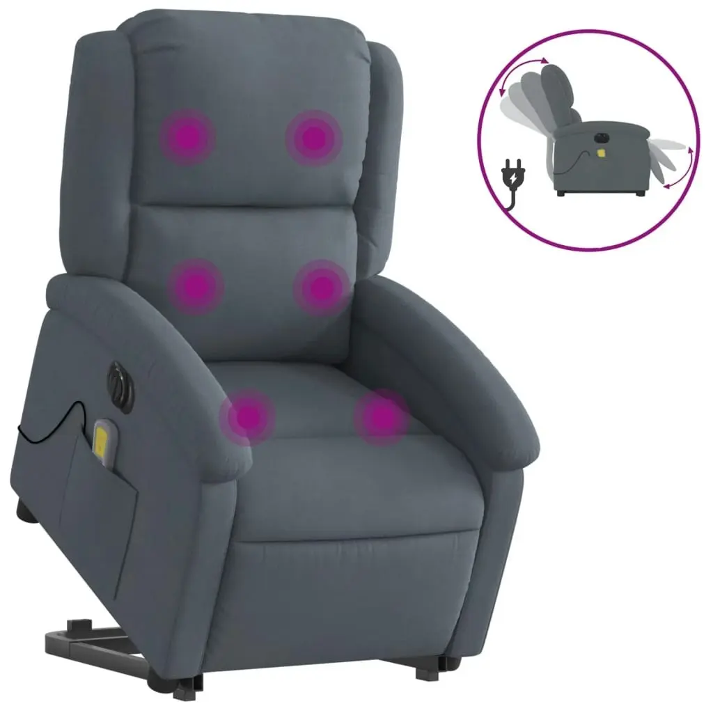 Electric Stand up Massage Recliner Chair Dark Grey Velvet 3205506