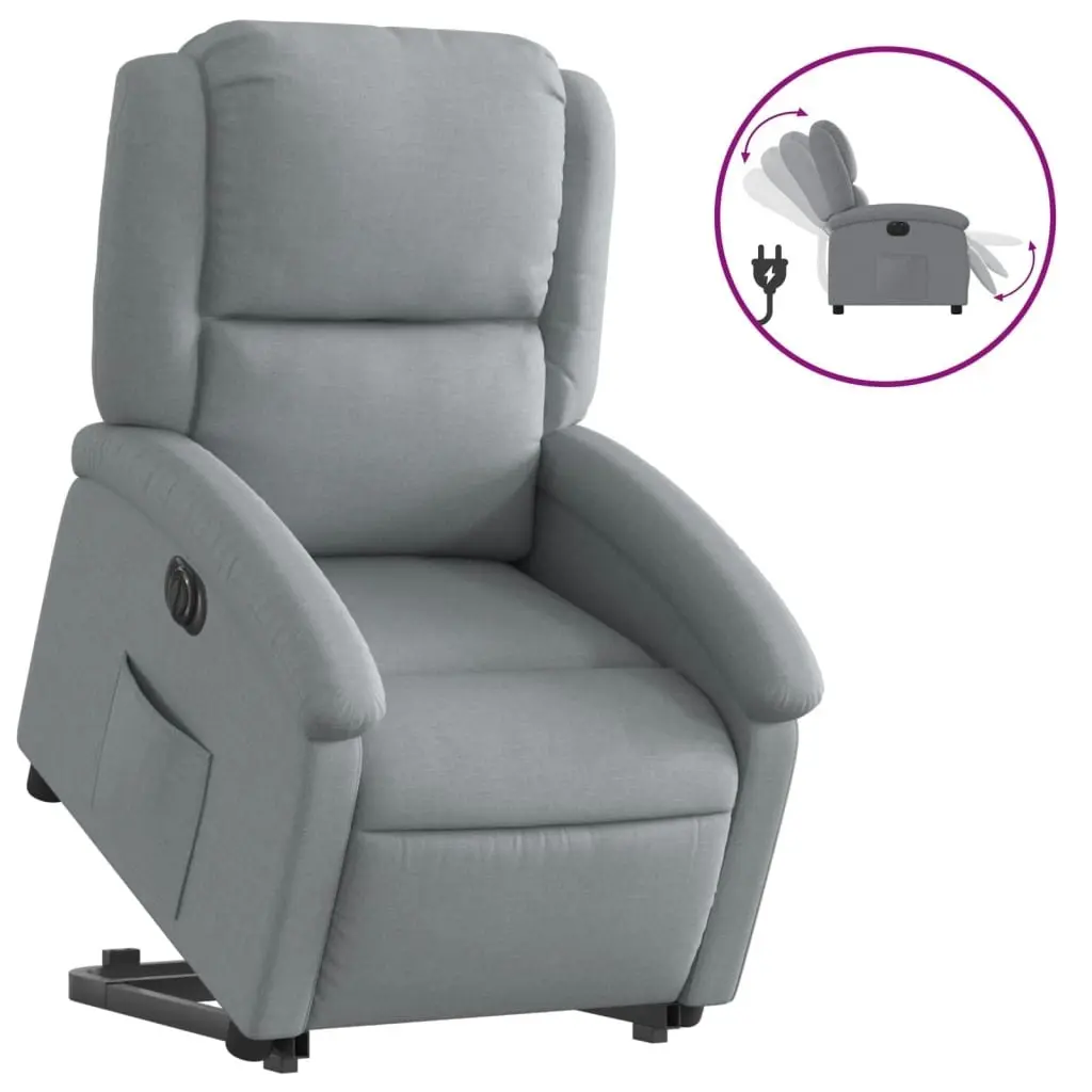 Electric Stand up Recliner Chair Light Grey Fabric 3205436