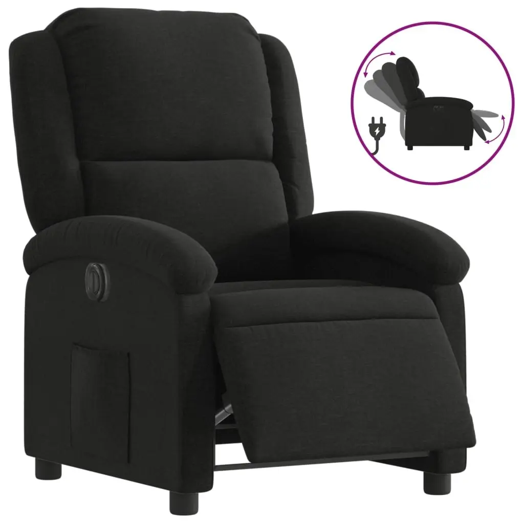 Electric Recliner Chair Black Fabric 3205422