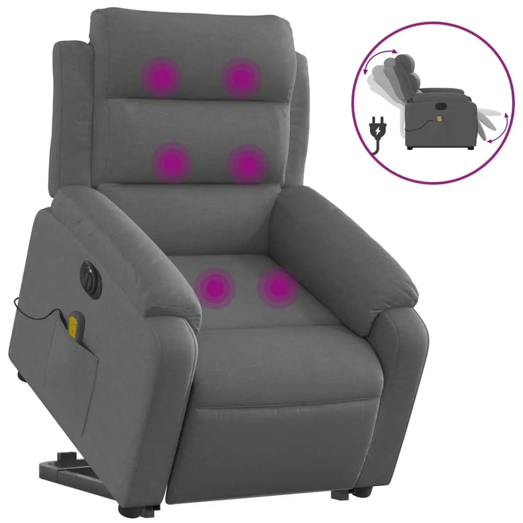 Electric Stand up Massage Recliner Chair Dark Grey Fabric 3205742