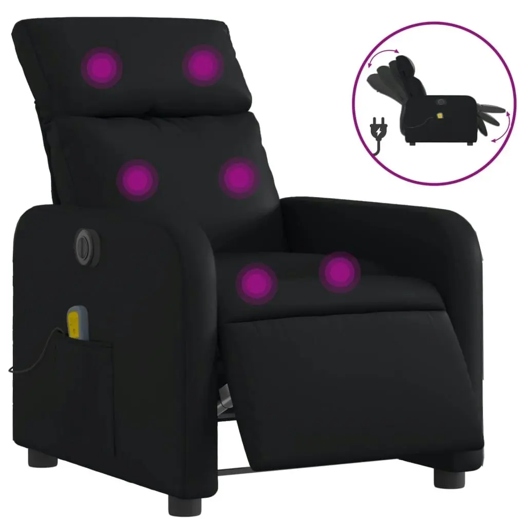 Electric Massage Recliner Chair Black Faux Leather 3206876