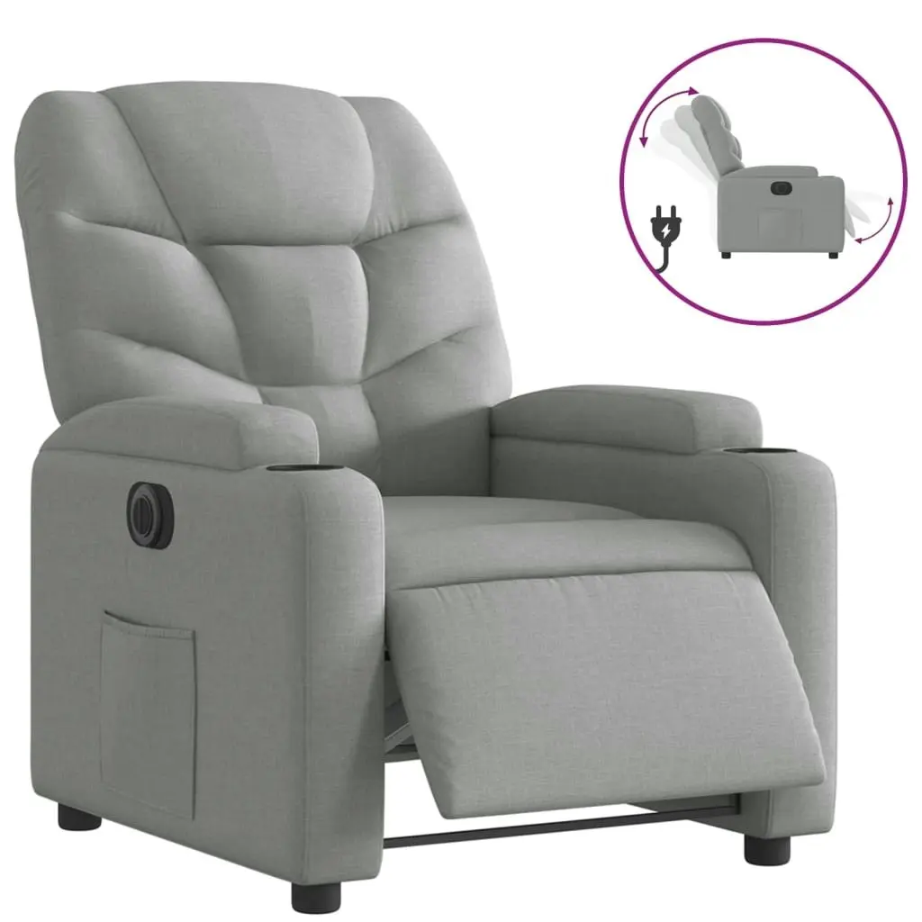 Electric Recliner Chair Light Grey Fabric 3205616