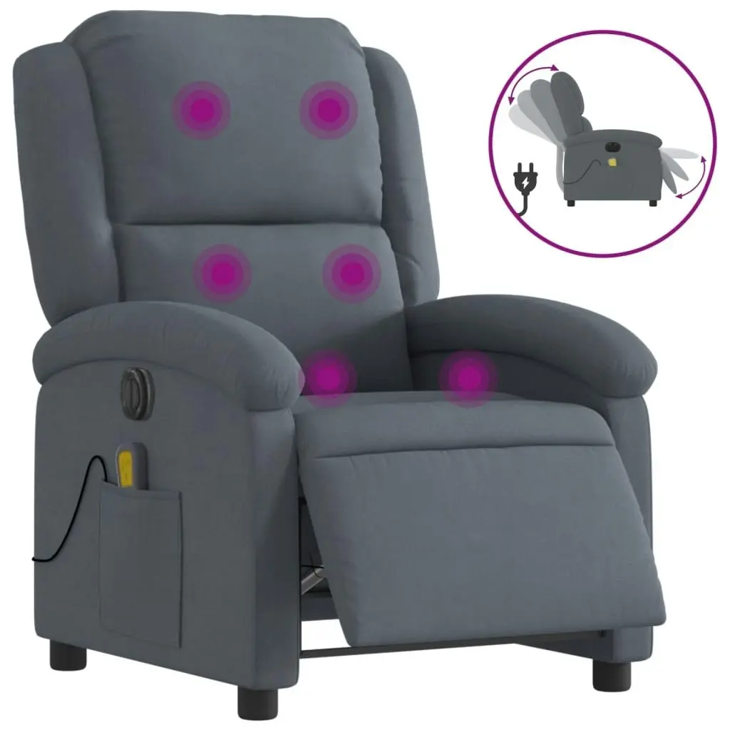 Electric Massage Recliner Chair Dark Grey Velvet 3205498