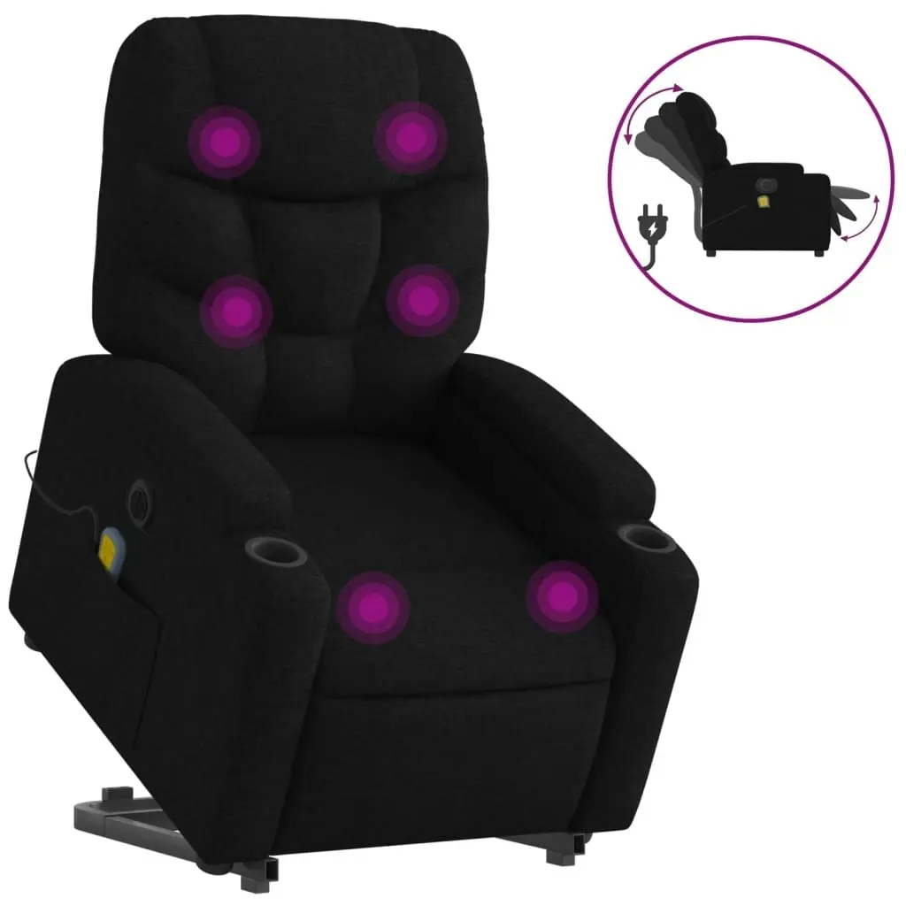 Electric Stand up Massage Recliner Chair Black Fabric 3205638