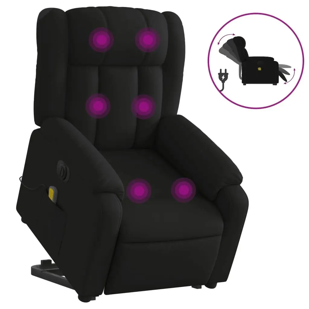 Electric Stand up Massage Recliner Chair Black Fabric 3205802