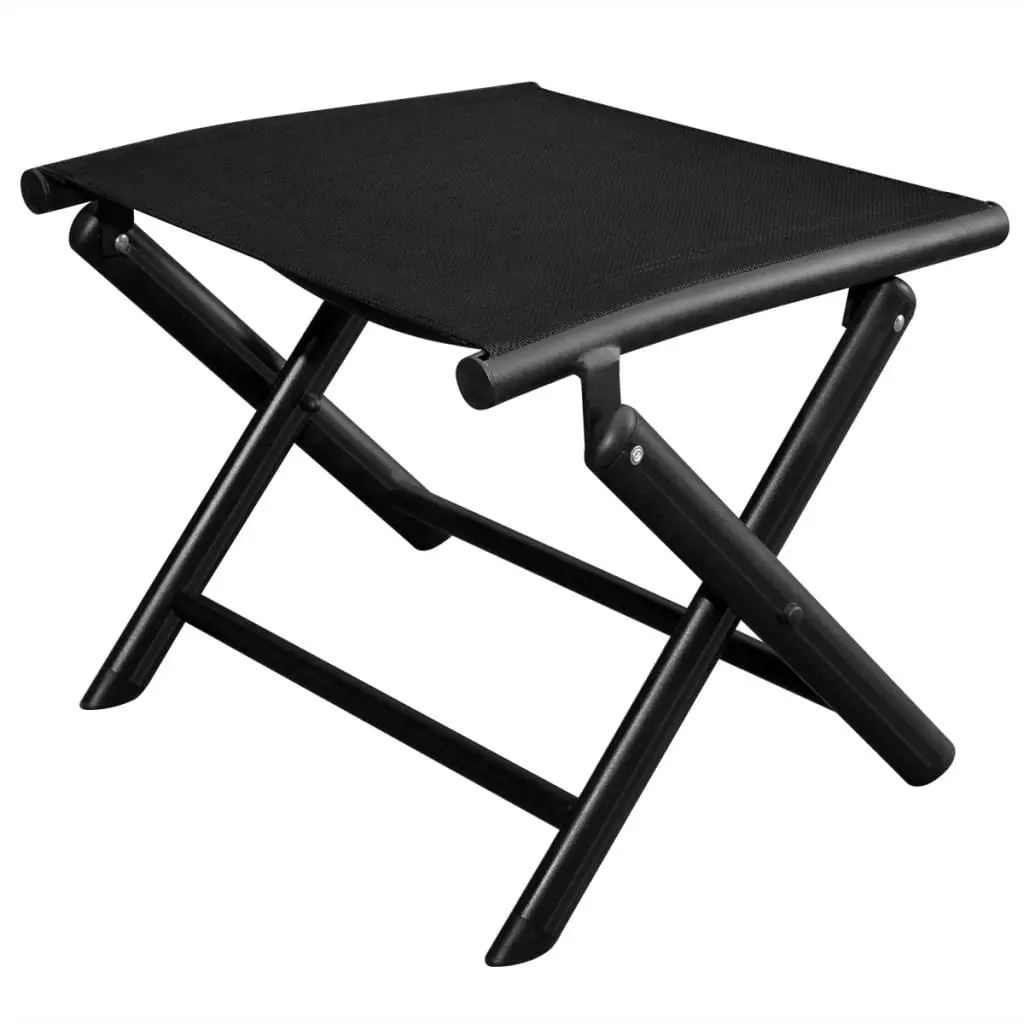 Folding Footstool Black Aluminium and Textilene 41742