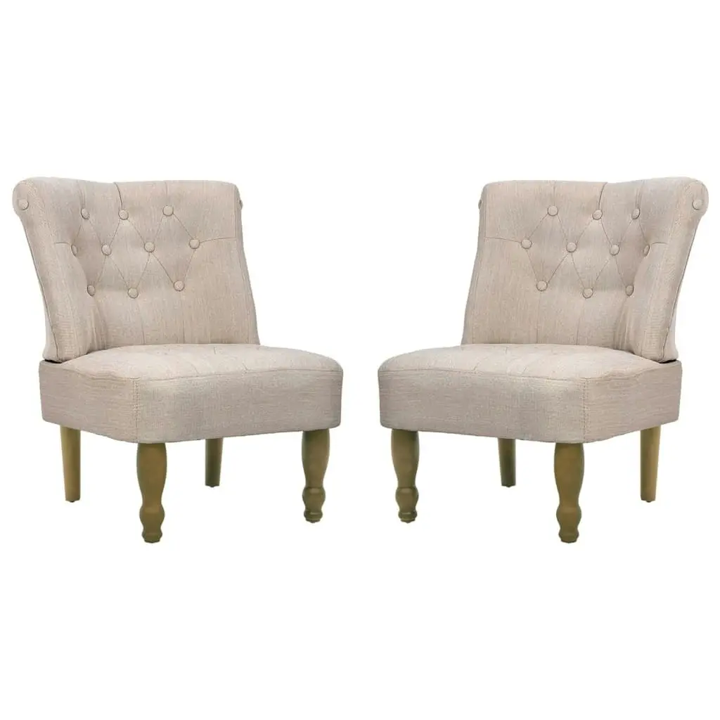 French Chairs 2 pcs Cream Fabric 240288