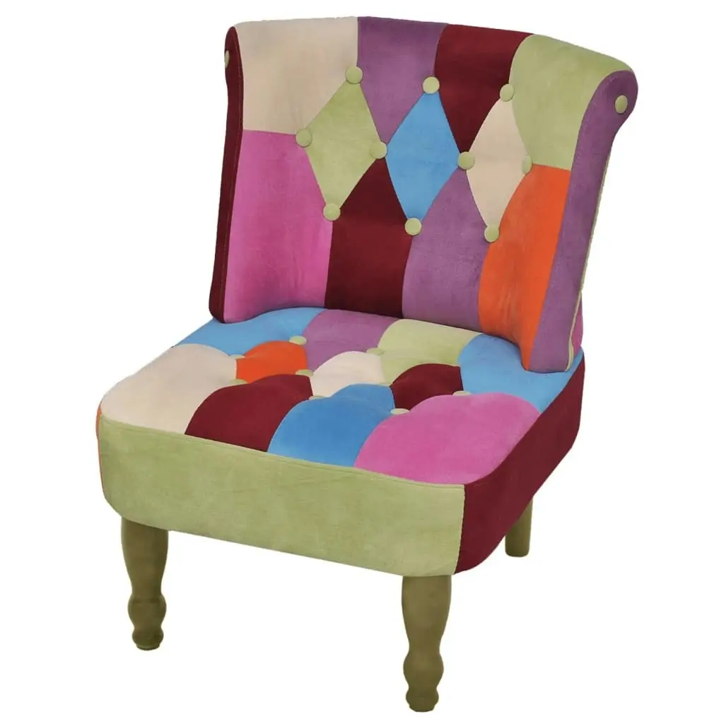 French Chair with Patchwork Design Fabric 240809