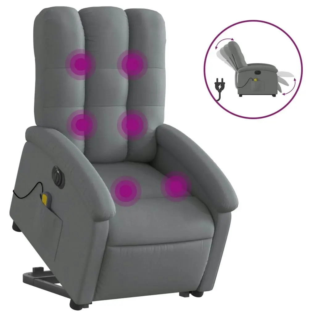 Electric Stand up Massage Recliner Chair Dark Grey Fabric 3205409