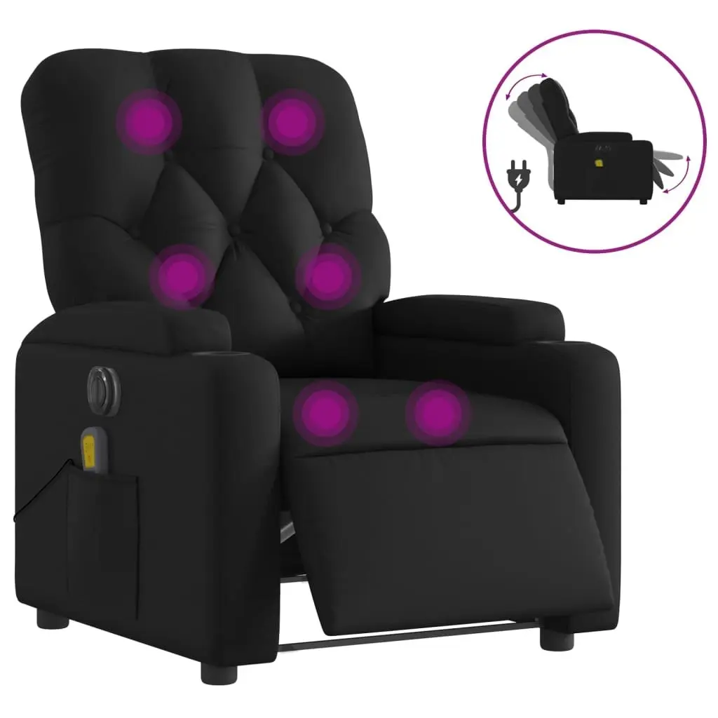 Electric Massage Recliner Chair Black Faux Leather 3205677