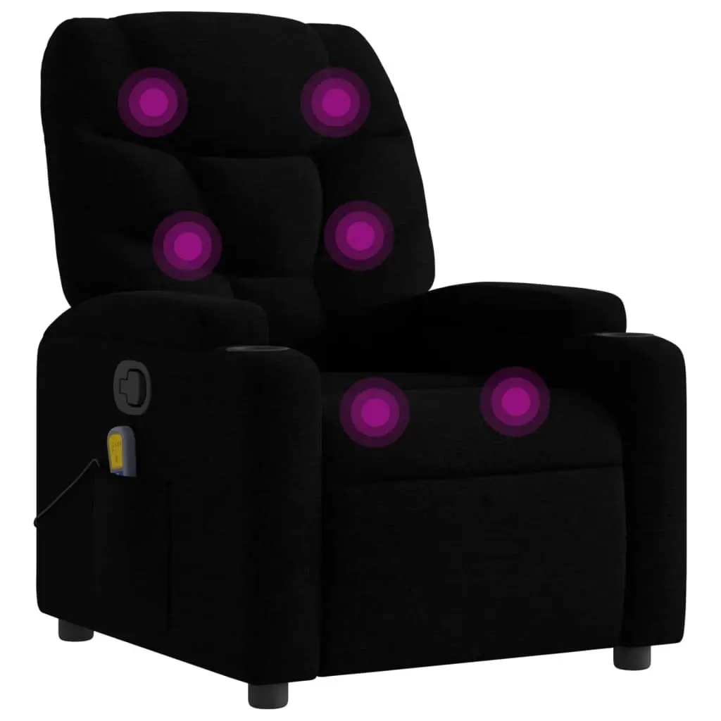 Massage Recliner Chair Black Fabric 3206034