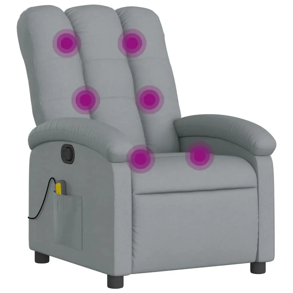 Massage Recliner Chair Light Grey Fabric 3205384