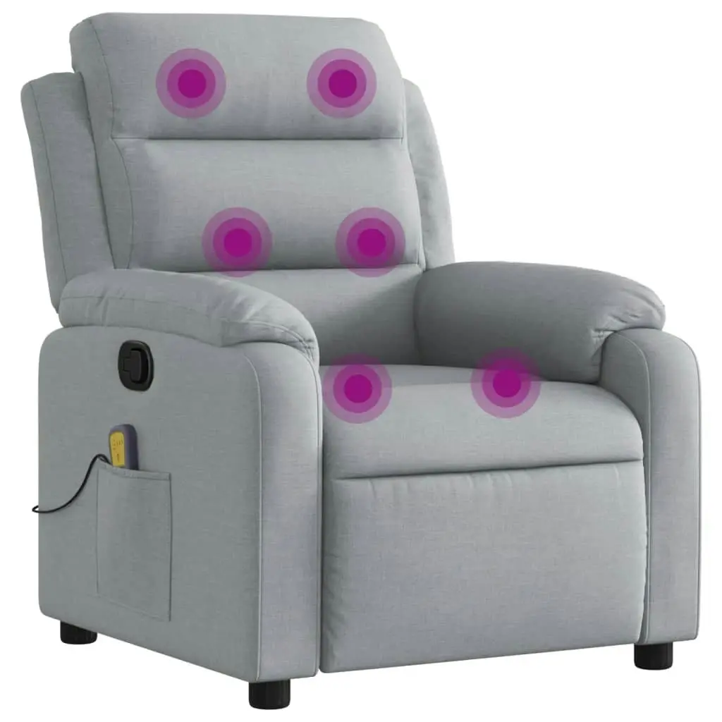 Massage Recliner Chair Light Grey Fabric 3205723