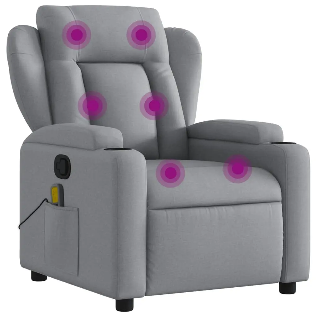 Massage Recliner Chair Light Grey Fabric 3206000