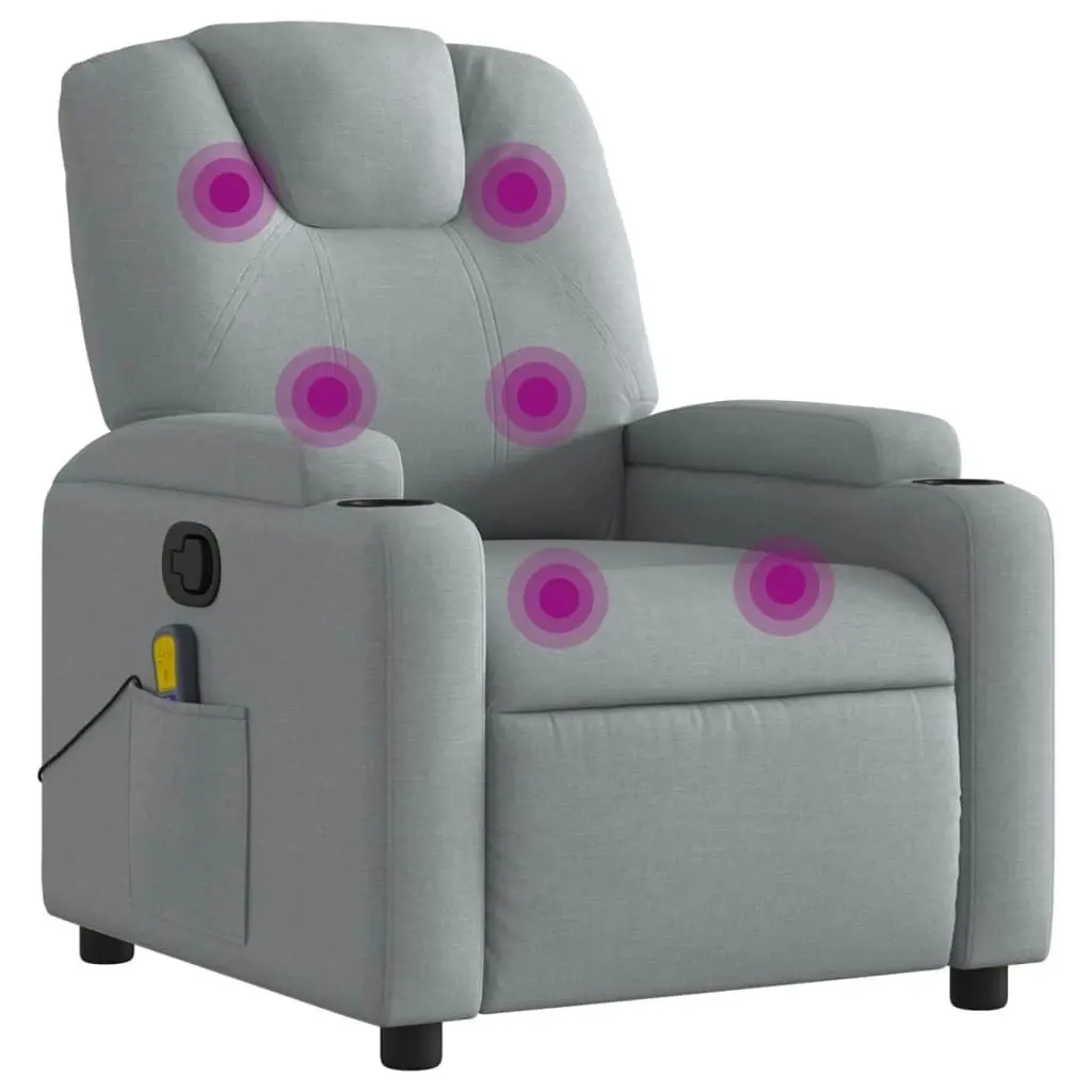 Massage Recliner Chair Light Grey Fabric 372377