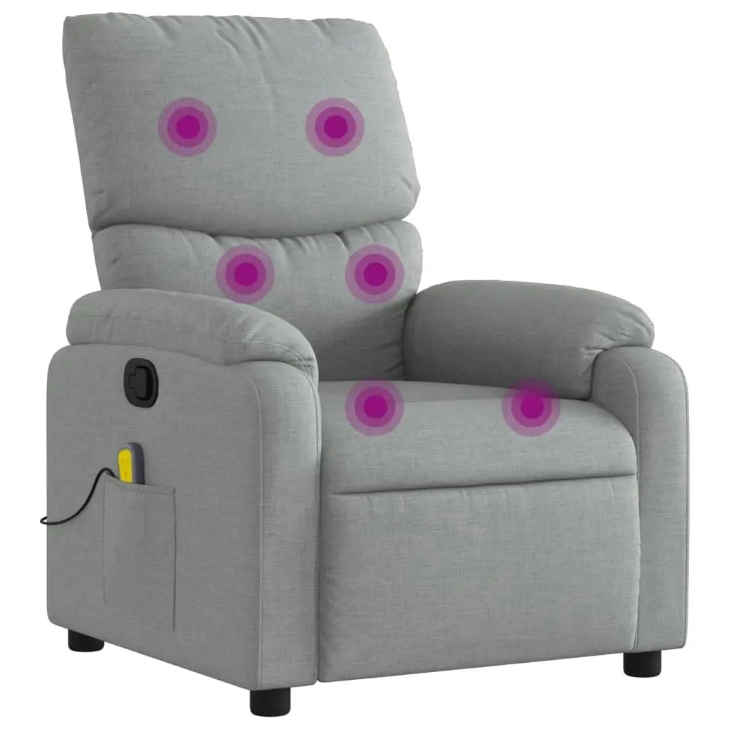 Massage Recliner Chair Light Grey Fabric 373422