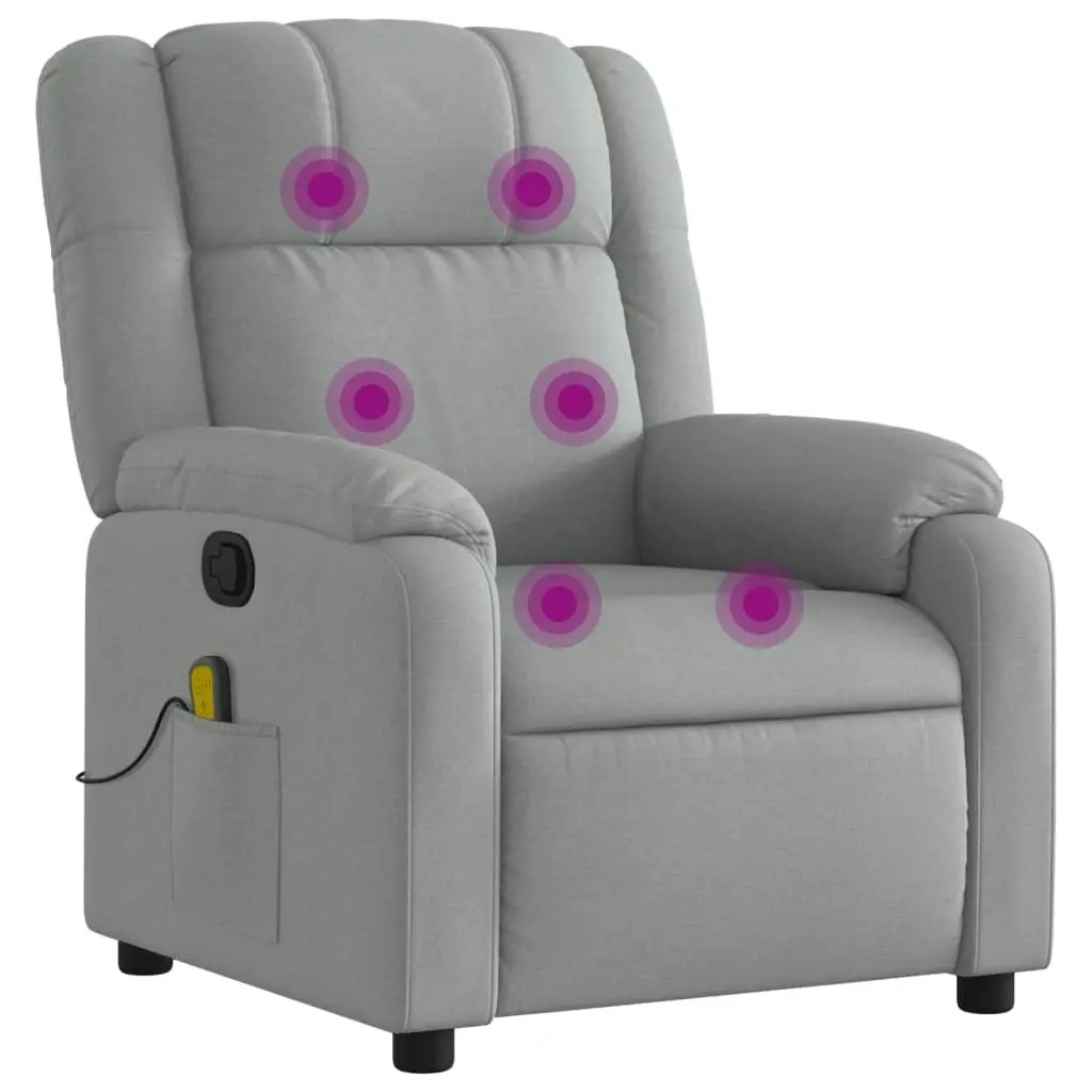 Massage Recliner Chair Light Grey Fabric 373548